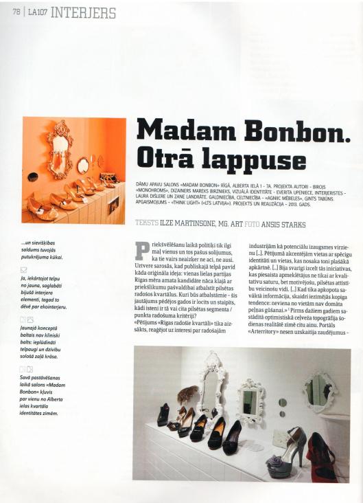 Madam Bonbon "Latvijas architektūra" Jūnijs/jūlijs 2013 - page 1