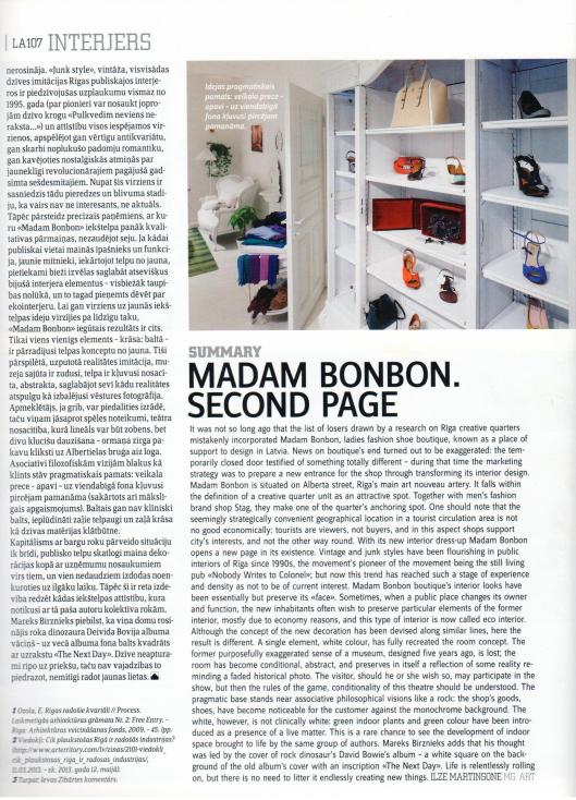 Madam Bonbon "Latvijas Architektūra" jūnijs/jūlijs 2013 - page 5
